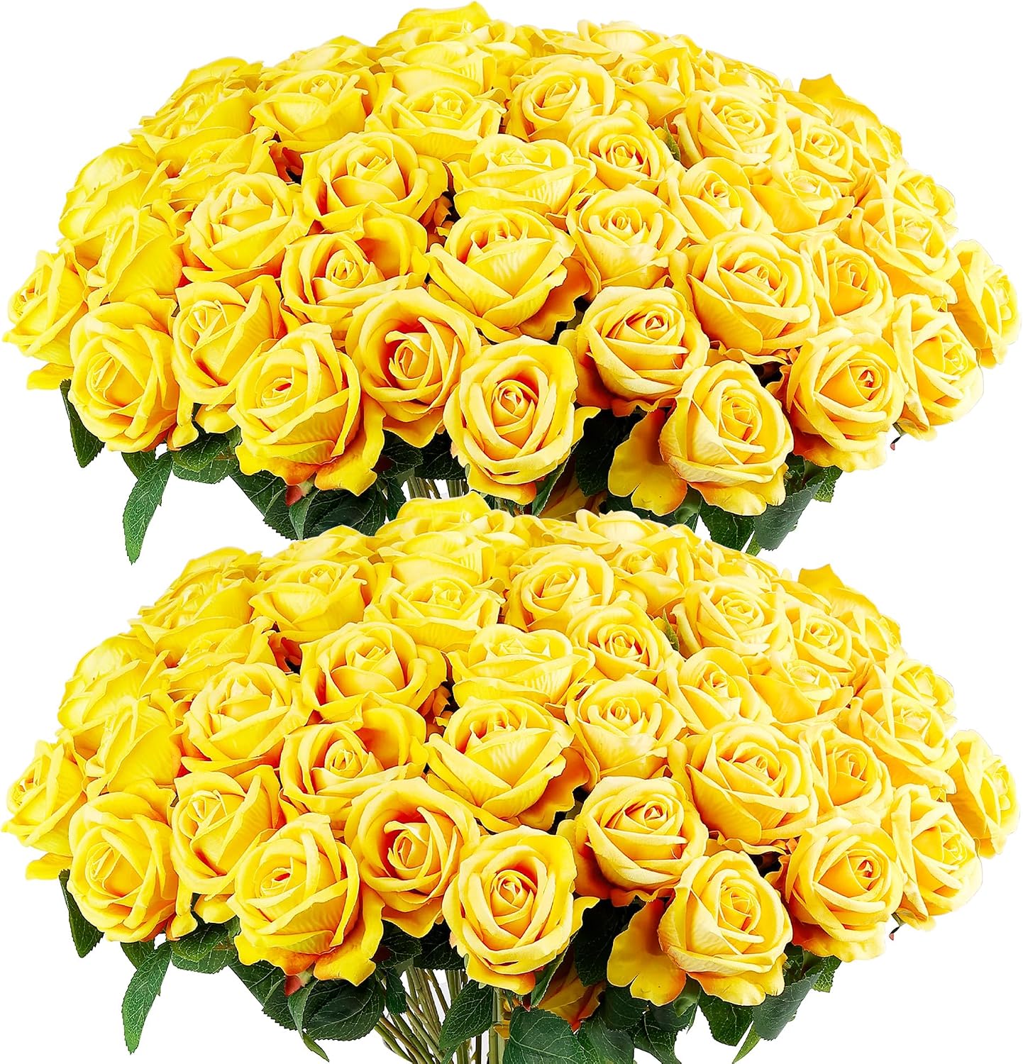 60PCS Yellow Roses Bulk, Yellow Velvet Silk Fake Roses | Realistic Flowers for Wedding Centerpieces, Bridal Bouquets, Home Decor, Baby Shower,Spring Easter Party Decorations