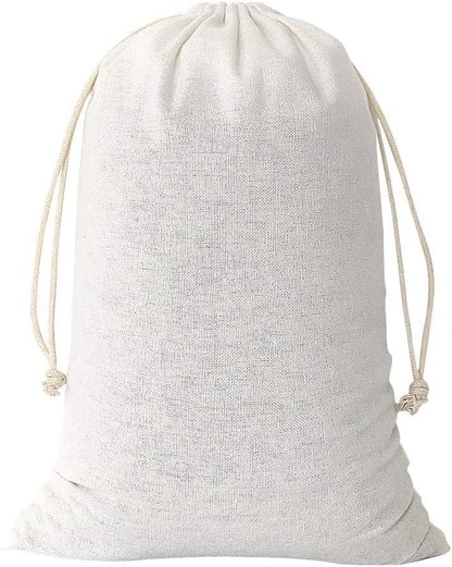 20Pcs Cotton Muslin Bags,White Large Lightweight Gift Bags Breathable Pouches with Drawstring Reusable Packing Storage Bags for Wedding, Party, Birthday (8x12inch)