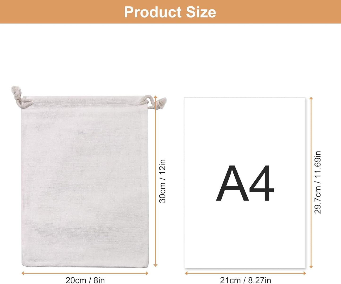 20Pcs Cotton Muslin Bags,White Large Lightweight Gift Bags Breathable Pouches with Drawstring Reusable Packing Storage Bags for Wedding, Party, Birthday (8x12inch)