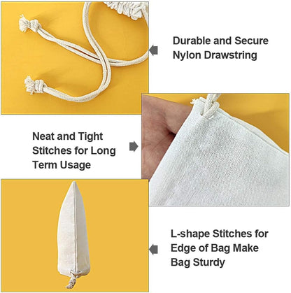 20Pcs Cotton Muslin Bags,White Large Lightweight Gift Bags Breathable Pouches with Drawstring Reusable Packing Storage Bags for Wedding, Party, Birthday (8x12inch)