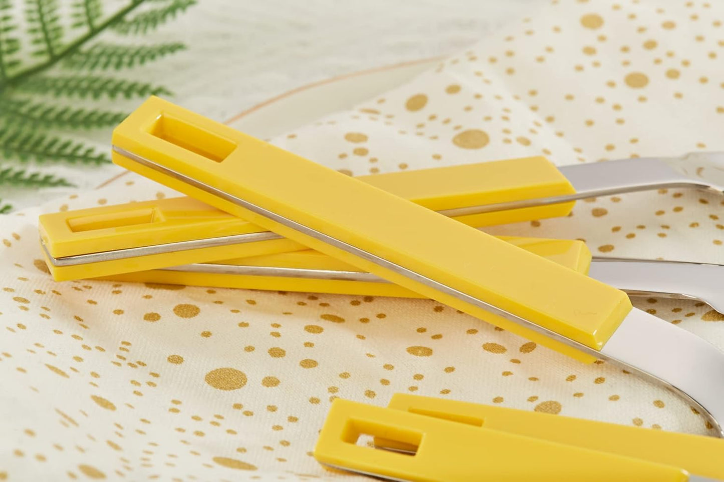 ANNOVA Silverware Set 20 Pieces Stainless Steel Cutlery Color Block Handle Modern Style Flatware - 4 x Dinner Knife; 4 x Dinner Fork; 4 x Salad Fork; 4 x Dinner Spoon; 4 x Dessert Spoon (Yellow)