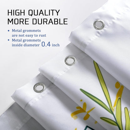 Lemonade Shower Curtain, Bright Yellow Citrus Bath Curtain for Summer Bathroom Decor, Modern Minimalistic White Waterproof Fabric Shower Curtain Set with Hooks 62x72 Inch
