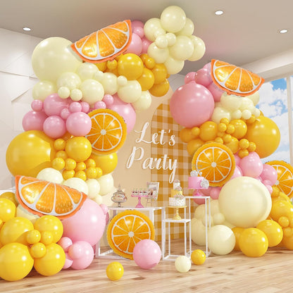 400pcs Lemon Balloon Garland Arch Kit 18 12 10 5 Inch with Pastel Yellow Light Pink Balloons for Graduated Lemon Decor Birthday Baby Shower Wedding Bridal Lemonade Party Decorations