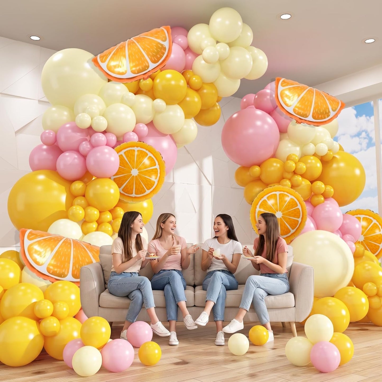 400pcs Lemon Balloon Garland Arch Kit 18 12 10 5 Inch with Pastel Yellow Light Pink Balloons for Graduated Lemon Decor Birthday Baby Shower Wedding Bridal Lemonade Party Decorations