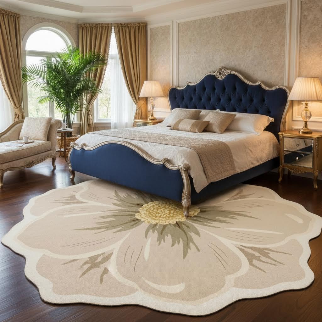 Yellow Green Beige Flower Rug 2ft Round Area Rugs Elegant Floral Texture Non Slip Foldable Washable Durable Comfort Thin Carpets for Bedroom Living Room Conference Room Guestroom Floor Mats