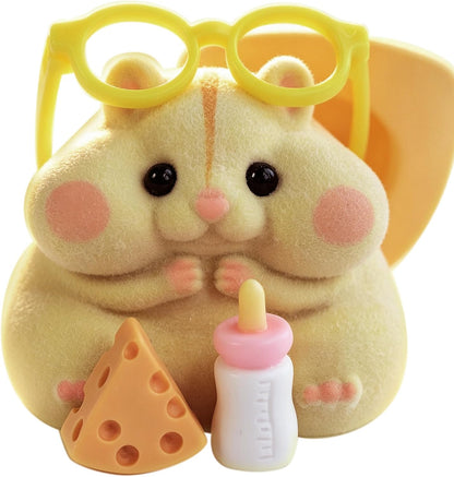 Handmade Taba Squishy Hamster Toy, Cute Squishy Stress Relief Fidget Toy | Soft Non-toxic Silicone Cheese Dumpling Butter Squishy, Fuzzy Animal Sensory Toys for Kids Adults, Yellow