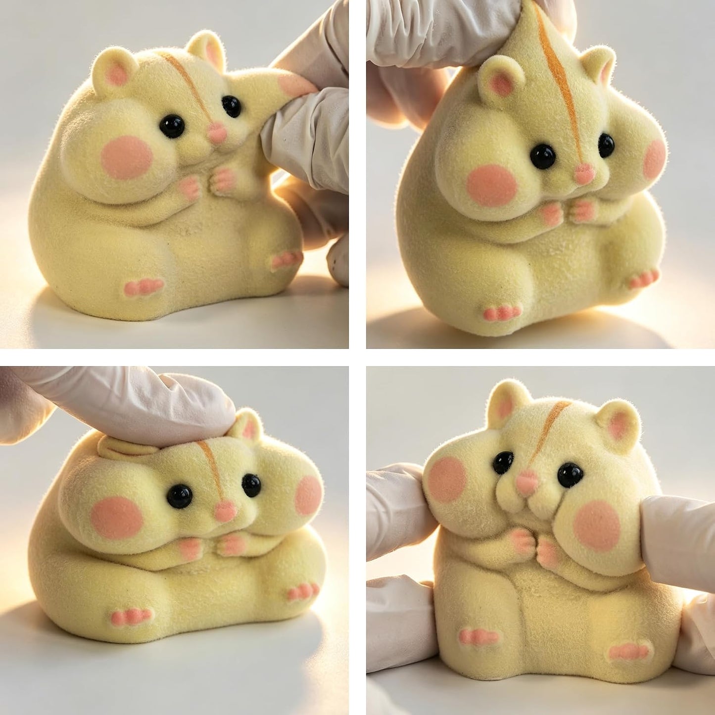 Handmade Taba Squishy Hamster Toy, Cute Squishy Stress Relief Fidget Toy | Soft Non-toxic Silicone Cheese Dumpling Butter Squishy, Fuzzy Animal Sensory Toys for Kids Adults, Yellow