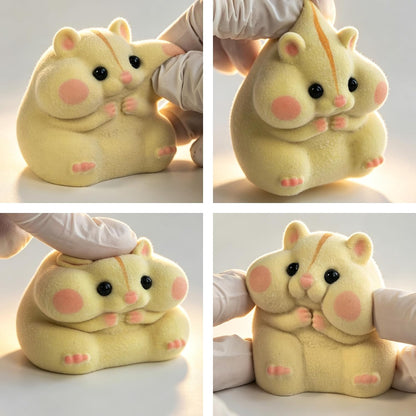 Handmade Taba Squishy Hamster Toy, Cute Squishy Stress Relief Fidget Toy | Soft Non-toxic Silicone Cheese Dumpling Butter Squishy, Fuzzy Animal Sensory Toys for Kids Adults, Yellow