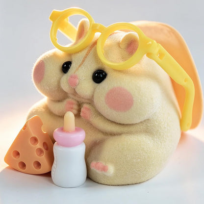 Handmade Taba Squishy Hamster Toy, Cute Squishy Stress Relief Fidget Toy | Soft Non-toxic Silicone Cheese Dumpling Butter Squishy, Fuzzy Animal Sensory Toys for Kids Adults, Yellow