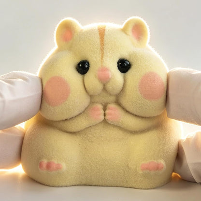 Handmade Taba Squishy Hamster Toy, Cute Squishy Stress Relief Fidget Toy | Soft Non-toxic Silicone Cheese Dumpling Butter Squishy, Fuzzy Animal Sensory Toys for Kids Adults, Yellow