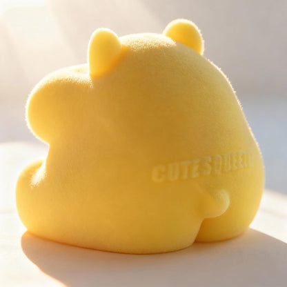 Handmade Taba Squishy Hamster Toy, Cute Squishy Stress Relief Fidget Toy | Soft Non-toxic Silicone Cheese Dumpling Butter Squishy, Fuzzy Animal Sensory Toys for Kids Adults, Yellow
