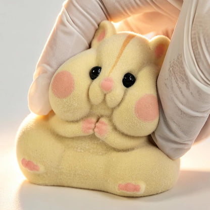 Handmade Taba Squishy Hamster Toy, Cute Squishy Stress Relief Fidget Toy | Soft Non-toxic Silicone Cheese Dumpling Butter Squishy, Fuzzy Animal Sensory Toys for Kids Adults, Yellow