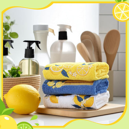 3 Pack Embroidered Cotton Hand Towels 13x30 Inch Yellow | Funny Lemon Decor Soft Absorbent Towel Set for Kitchen Gift Farmhouse Rustic Style