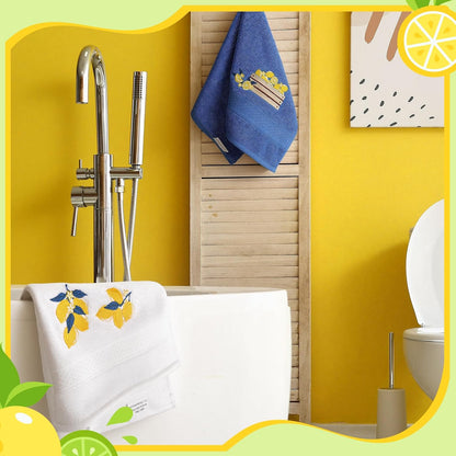 3 Pack Embroidered Cotton Hand Towels 13x30 Inch Yellow | Funny Lemon Decor Soft Absorbent Towel Set for Kitchen Gift Farmhouse Rustic Style