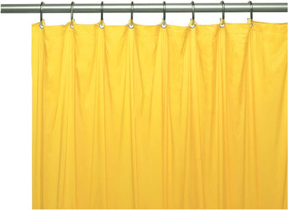 Elegant Heavy Duty Vinyl Shower Curtain Liner with 12 Metal Grommets Yellow