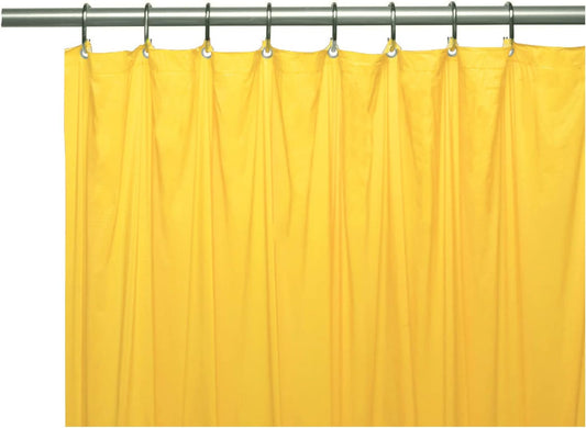 Elegant Heavy Duty Vinyl Shower Curtain Liner with 12 Metal Grommets Yellow