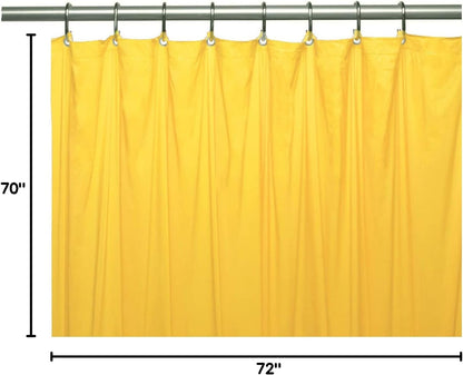 Elegant Heavy Duty Vinyl Shower Curtain Liner with 12 Metal Grommets Yellow