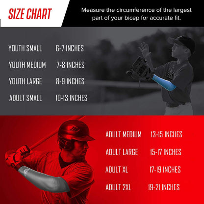 Compression Arm Sleeve - Youth & Adult Sizes - Baseball Football Basketball Sports (1 Arm Sleeve)