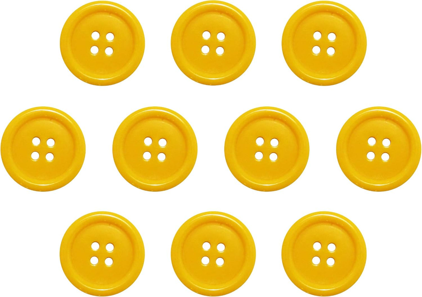 Buttons 1 Inch (1”) 4 Hole 10 Pieces - White Black Clear - Sewing Crafts Replacement Button -Perfect for Crafts, Coats, Shirts, Pants, Shorts, Cardigans, Blazers, Skirts (Yellow)