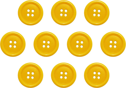 Buttons 1 Inch (1”) 4 Hole 10 Pieces - White Black Clear - Sewing Crafts Replacement Button -Perfect for Crafts, Coats, Shirts, Pants, Shorts, Cardigans, Blazers, Skirts (Yellow)