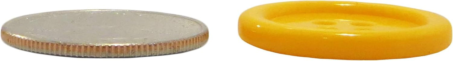 Buttons 1 Inch (1”) 4 Hole 10 Pieces - White Black Clear - Sewing Crafts Replacement Button -Perfect for Crafts, Coats, Shirts, Pants, Shorts, Cardigans, Blazers, Skirts (Yellow)