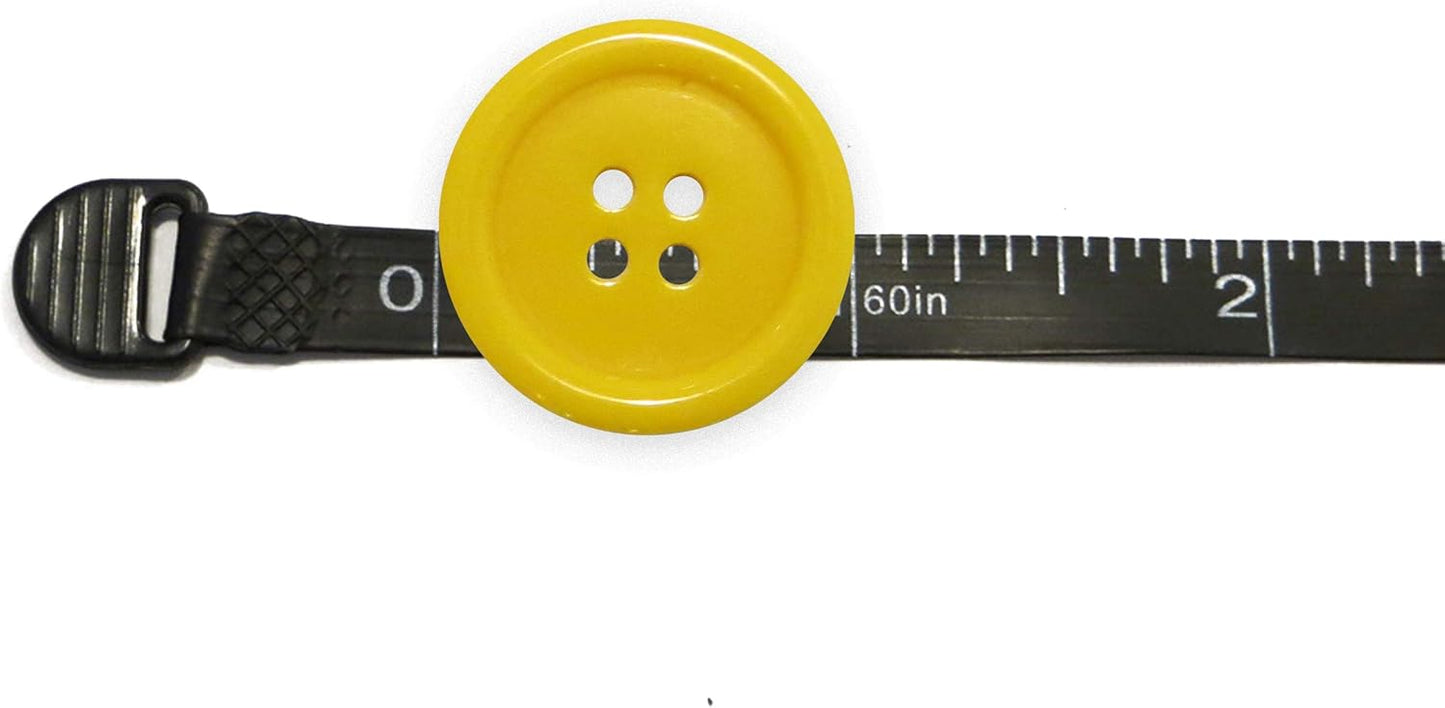Buttons 1 Inch (1”) 4 Hole 10 Pieces - White Black Clear - Sewing Crafts Replacement Button -Perfect for Crafts, Coats, Shirts, Pants, Shorts, Cardigans, Blazers, Skirts (Yellow)