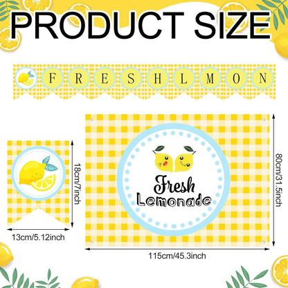 43 Pcs Lemonade Stand Supplies 45" x 31" Tablecloth, 2 Fresh Lemon Garland, 40 Balloons for Fresh Squeezed Lemonade Stand Decorations Kit Summer Picnic Lemon Birthday Party(Yellow,Check)