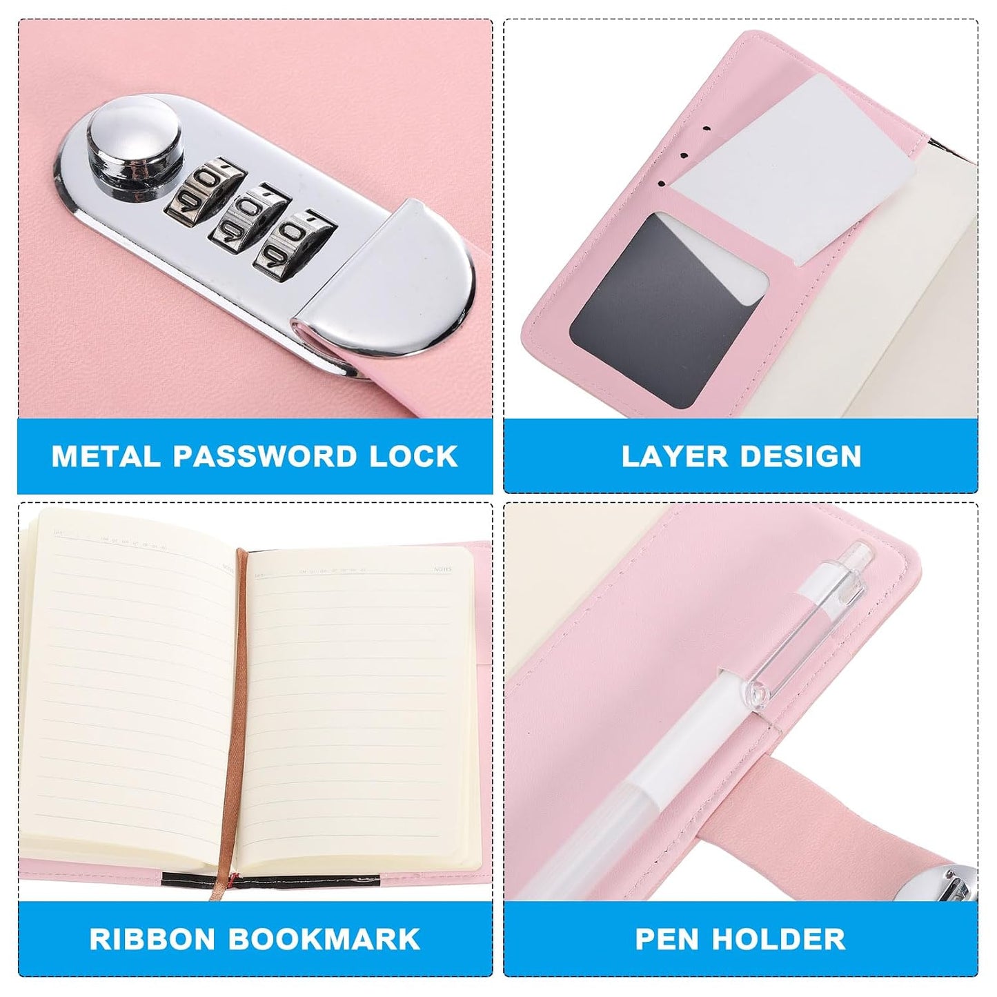 PATIKIL A6 Diary with Lock, Journal with Lock Cute Journaling Leather Notebook Journal 128 Pages Diary with Pen Slot Card Slot Waterproof for Women Gifts Men, Yellow