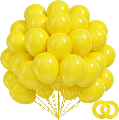 100pcs 12inch Yellow Balloons with Yellow Latex Balloons and Ribbon | Birthday, Baby Shower, Wedding, Birthday Party Decorations