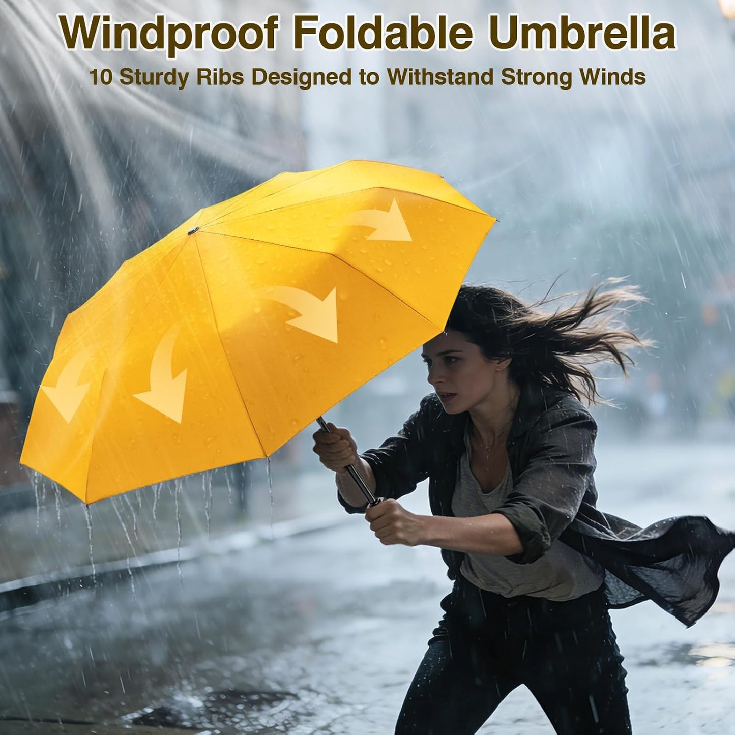 Travel Umbrella Compact - 10 Ribs Portable Collapsible Umbrellas for Rain Windproof - Paraguas Automatic Small Folding Umbrella Lightweight Packable Umbrella for Women Men