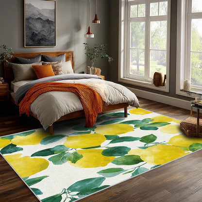 Lemon Throw Rug for Entryway, Washable Non Slip, 2x3 Small Indoor Doormat Farmhouse Fruit Design for Bedroom Kitchen, Lemon Home Decor Door Mat, Low Pile Soft
