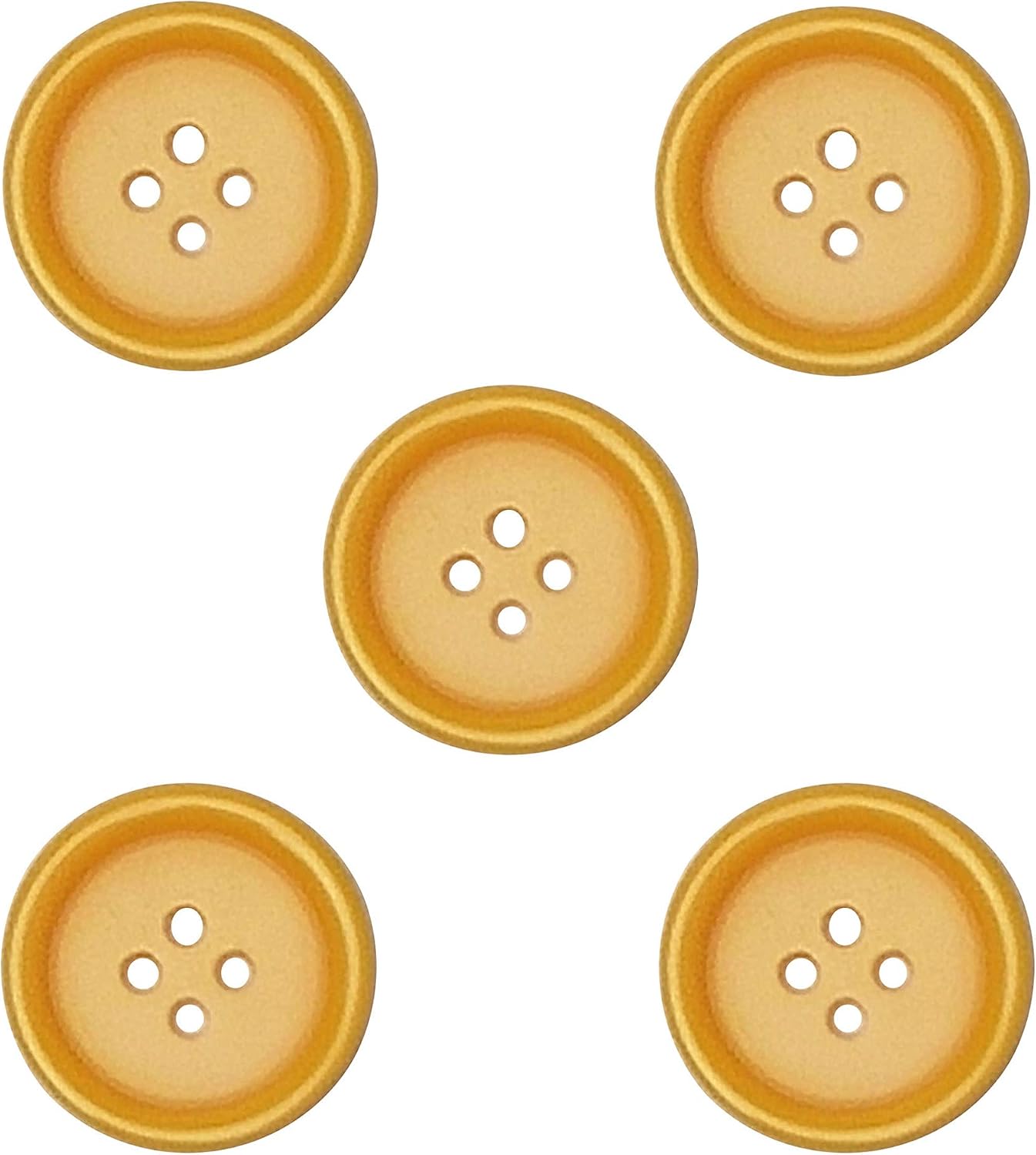 100pcs Resin Button Solid Color 4Holes Craft Clothe Sewing Card Making Sweater Shirt (Yellow, 1"(25mm))