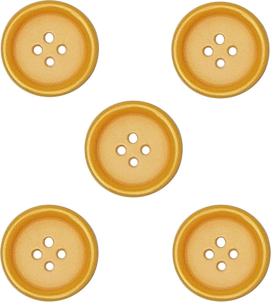 100pcs Resin Button Solid Color 4Holes Craft Clothe Sewing Card Making Sweater Shirt (Yellow, 1"(25mm))