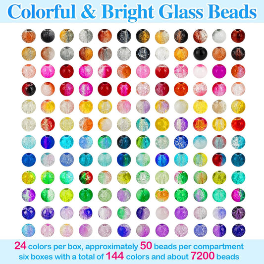 XSEINO About 1200PCS 6mm Glass Beads Bracelet Making Kit,24 Assorted Warm Yellow Wilt Series Colorful Crystal Beads for Bracelet and Jewelry Making and DIY Crafts,Friendship Bracelets
