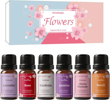 Diffuser Fragrance Oils, Essential Oils for Diffusers for Home, 6x10ml Fresh Home Set, Clean Scents for Candle Soap Making, Dryer Ball, Fresh Linen, Crisp Breeze, Fresh Laundry, Lemon