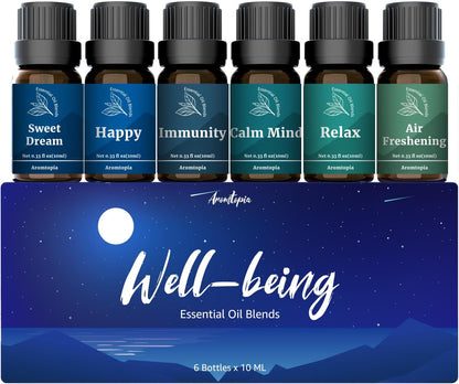 Diffuser Fragrance Oils, Essential Oils for Diffusers for Home, 6x10ml Fresh Home Set, Clean Scents for Candle Soap Making, Dryer Ball, Fresh Linen, Crisp Breeze, Fresh Laundry, Lemon