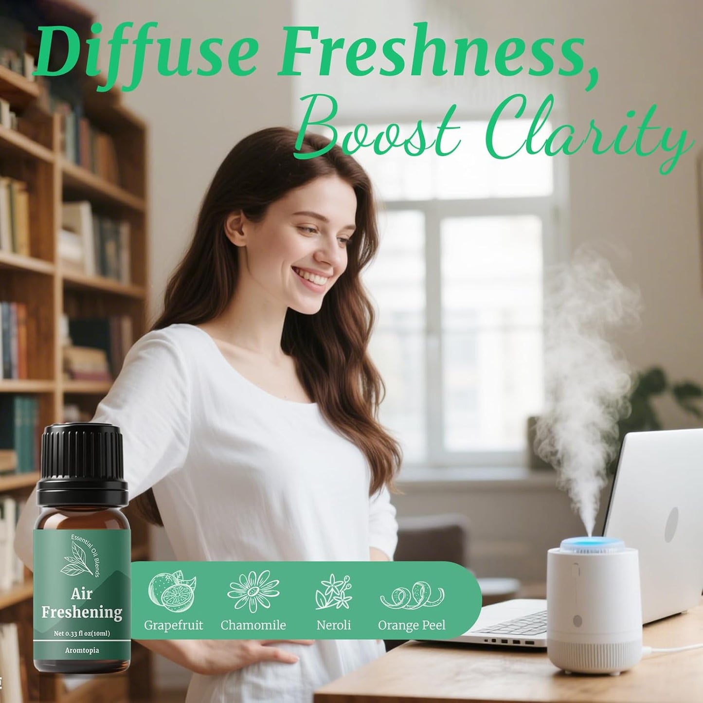 Diffuser Fragrance Oils, Essential Oils for Diffusers for Home, 6x10ml Fresh Home Set, Clean Scents for Candle Soap Making, Dryer Ball, Fresh Linen, Crisp Breeze, Fresh Laundry, Lemon