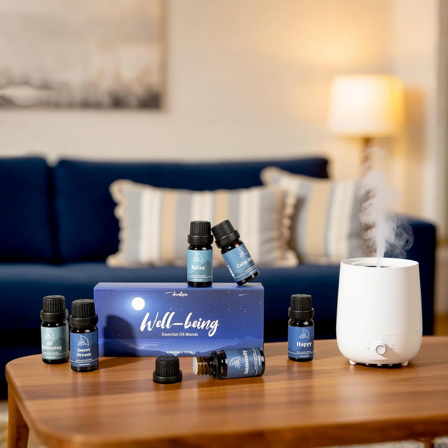 Diffuser Fragrance Oils, Essential Oils for Diffusers for Home, 6x10ml Fresh Home Set, Clean Scents for Candle Soap Making, Dryer Ball, Fresh Linen, Crisp Breeze, Fresh Laundry, Lemon
