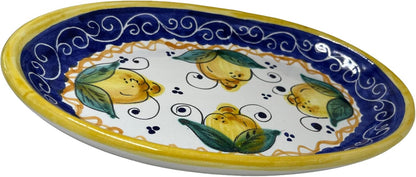Ceramic Oval Platter Appetizer Plate Oval Tray Decor with Lemons Pottery Made in Italy Italian Decor Gift