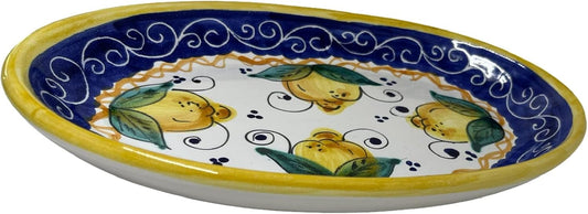 Ceramic Oval Platter Appetizer Plate Oval Tray Decor with Lemons Pottery Made in Italy Italian Decor Gift