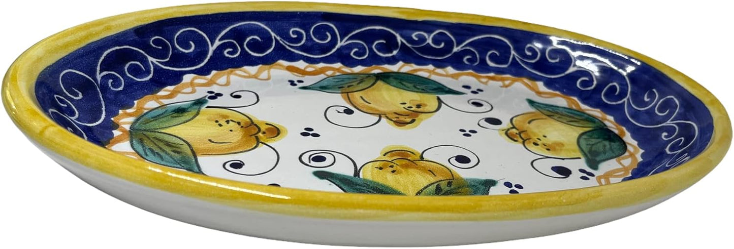 Ceramic Oval Platter Appetizer Plate Oval Tray Decor with Lemons Pottery Made in Italy Italian Decor Gift