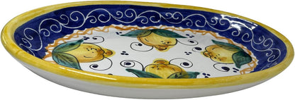 Ceramic Oval Platter Appetizer Plate Oval Tray Decor with Lemons Pottery Made in Italy Italian Decor Gift