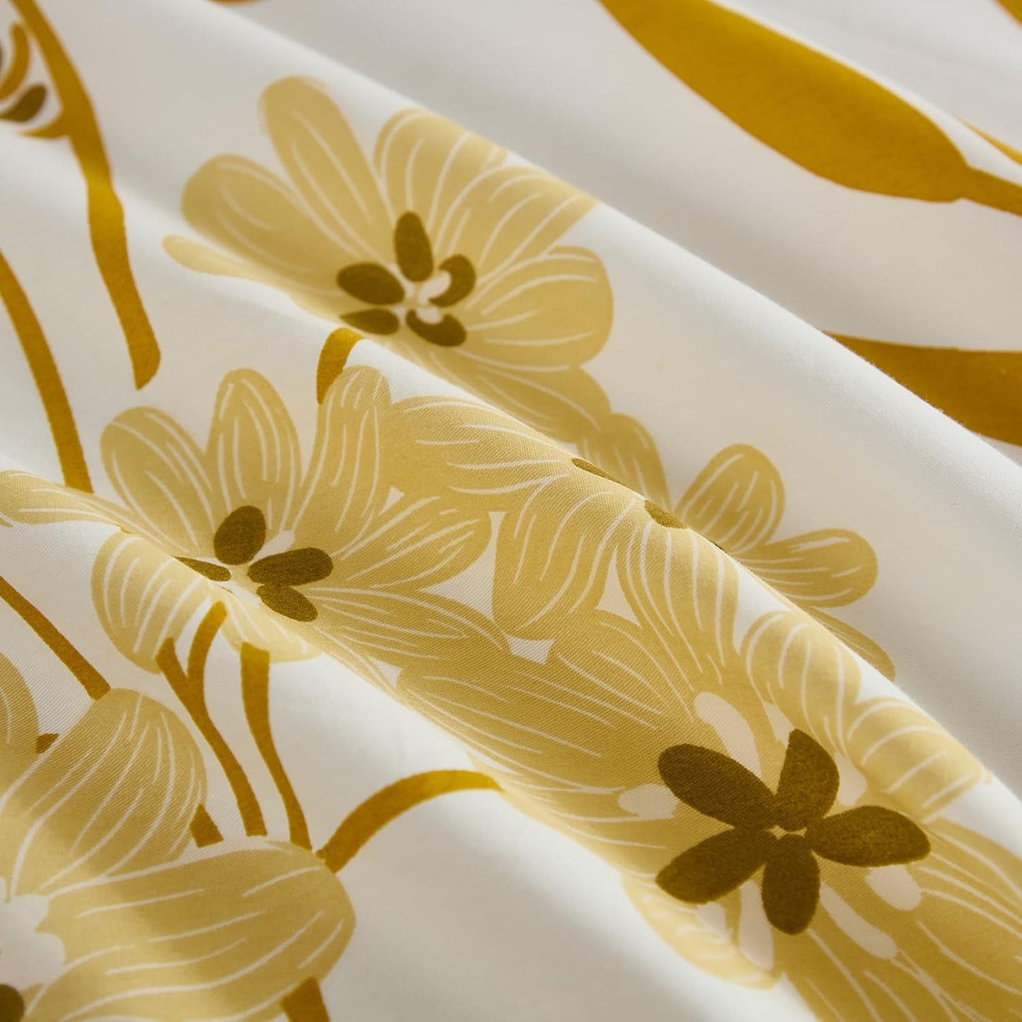 100% Cotton Duvet Cover Set King Size, Yellow Floral Bedding Set 3 Pcs Reversible Lightweight Comforter Cover for All Season(King, Yellow Botanical)