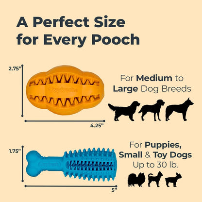 Premium Dog Dental Chew Toy – Helps Fight Plaque & Tartar | Fun Way to Help Clean Stinky, Yellow Dog Teeth – Natural Rubber is Gentle on Gums – Helps Cleans Teeth & Freshens Breath