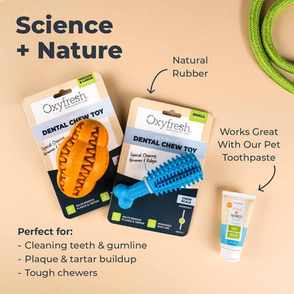 Premium Dog Dental Chew Toy – Helps Fight Plaque & Tartar | Fun Way to Help Clean Stinky, Yellow Dog Teeth – Natural Rubber is Gentle on Gums – Helps Cleans Teeth & Freshens Breath