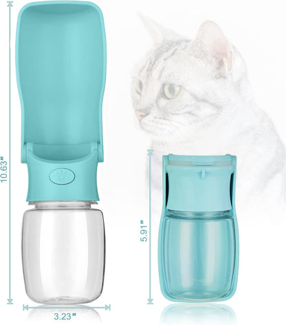Foldable Dog Water Bottle, 12 oz Leak Proof Portable Dispenser (Green) | 5.5" Wide Drinking Tray, One-hand Operation, BPA Free, Food Grade ABS, Stable Base, Large Pet, Outdoor Walking Travel