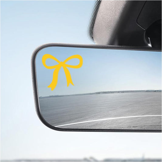 Bow Rearview Mirror Decals, 2 Inches Cute Bow Car Mirror Stickers Elegant Decoration, Auto Bowknot Decal Girly Vinyl Sticker for Water Bottle Window, Car Accessories (Yellow)