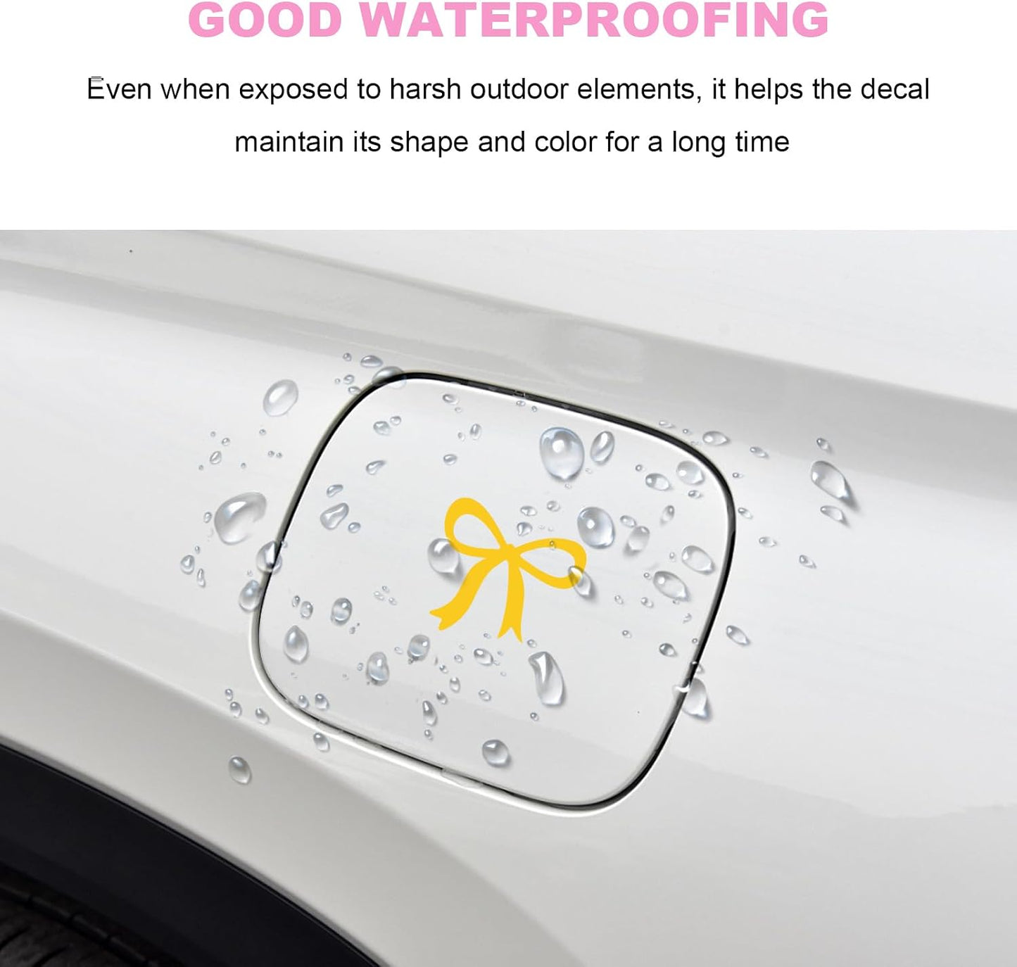 Bow Rearview Mirror Decals, 2 Inches Cute Bow Car Mirror Stickers Elegant Decoration, Auto Bowknot Decal Girly Vinyl Sticker for Water Bottle Window, Car Accessories (Yellow)