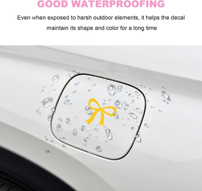 Bow Rearview Mirror Decals, 2 Inches Cute Bow Car Mirror Stickers Elegant Decoration, Auto Bowknot Decal Girly Vinyl Sticker for Water Bottle Window, Car Accessories (Yellow)