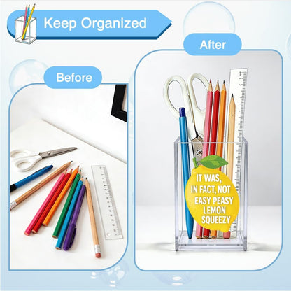 It Was In Fact Not Easy Peasy Lemon Squeezy Acrylic Organizer Pencil Holder, Funny Lemon Makeup Brush Storage Organizer, Sarcastic Desk Accessory Holder for Women Coworker HR Teacher Friend